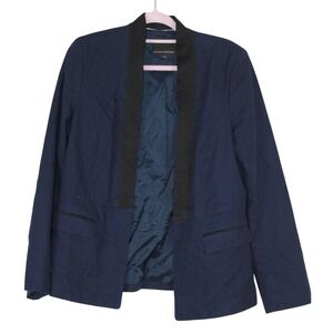 Banana Republic Quiet Luxury Dark Academia Goth Navy Blue Tuxedo Blazer 14